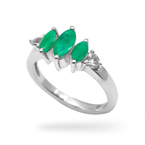 Bague emeraude, topaze  argent Mira